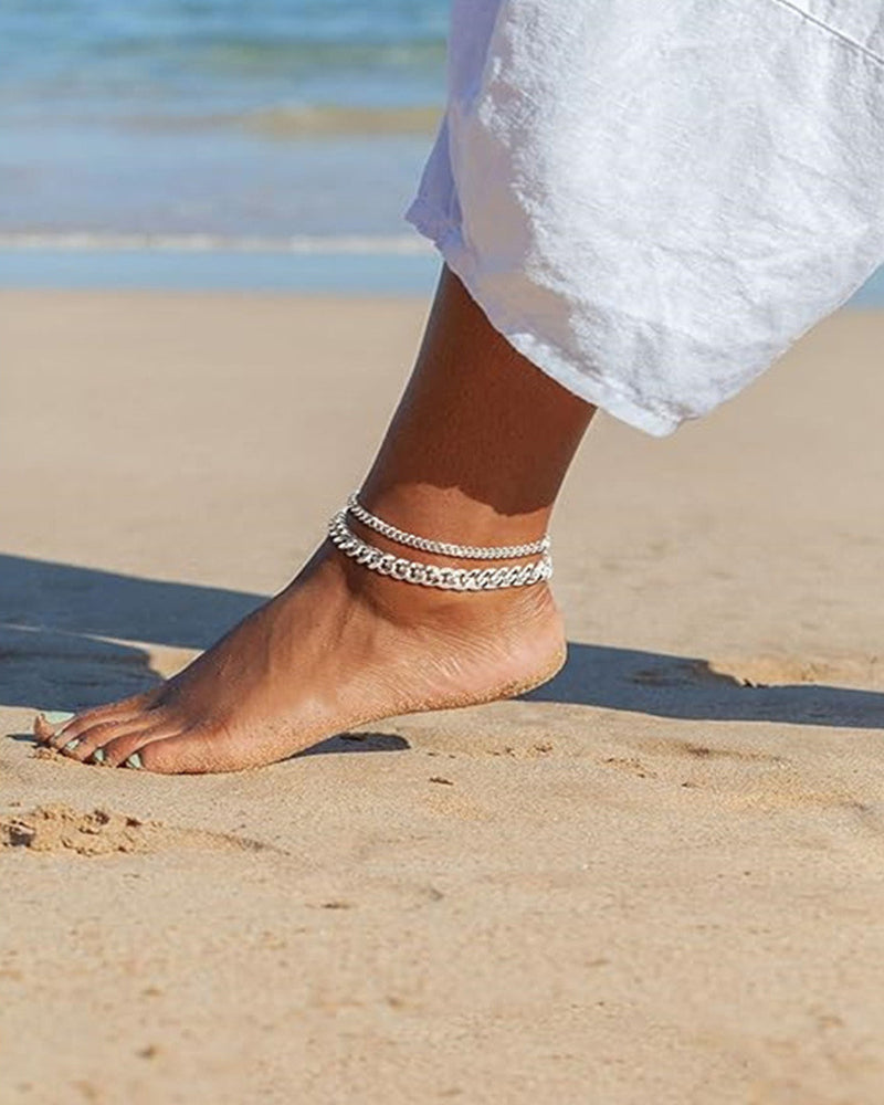 Double Layer Cuban Anklet