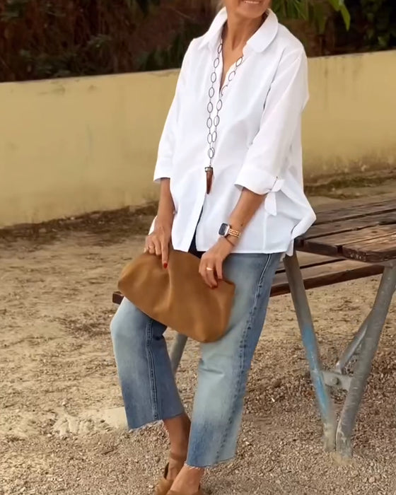 Lapel Long-Sleeved Casual Shirt