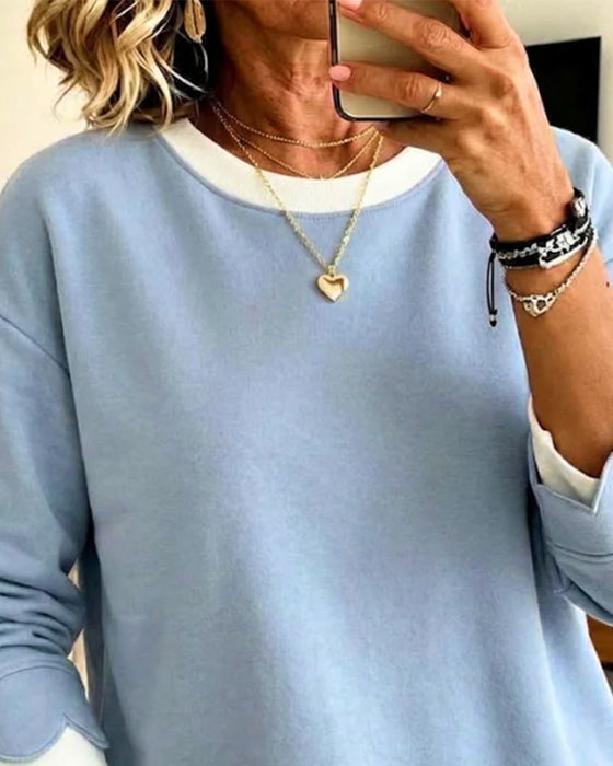 Scallop Trim Fake Two-Piece Sweatshirt