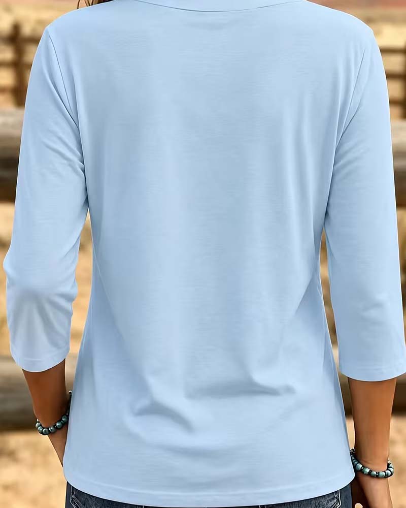 Crew Neck Patchwork Asymmetric Hem Top