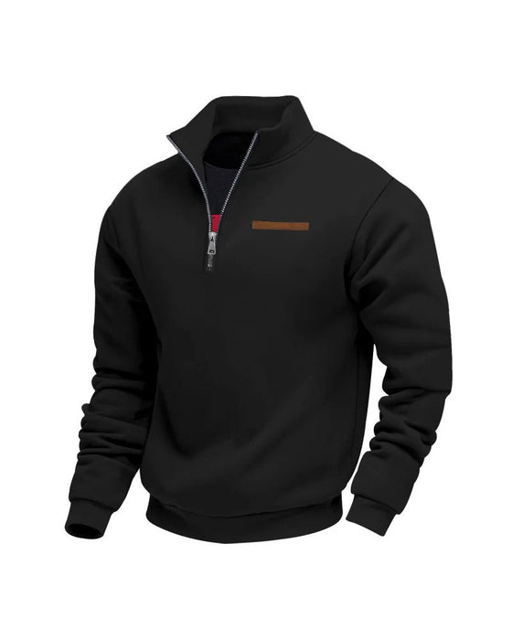 Solid Color Stand Collar Zipper Sweatshirt