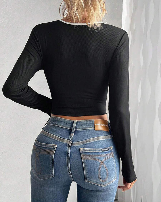Long Sleeve Slim Fit Blouse
