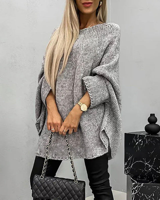 Elegant knitted cape sweater for women