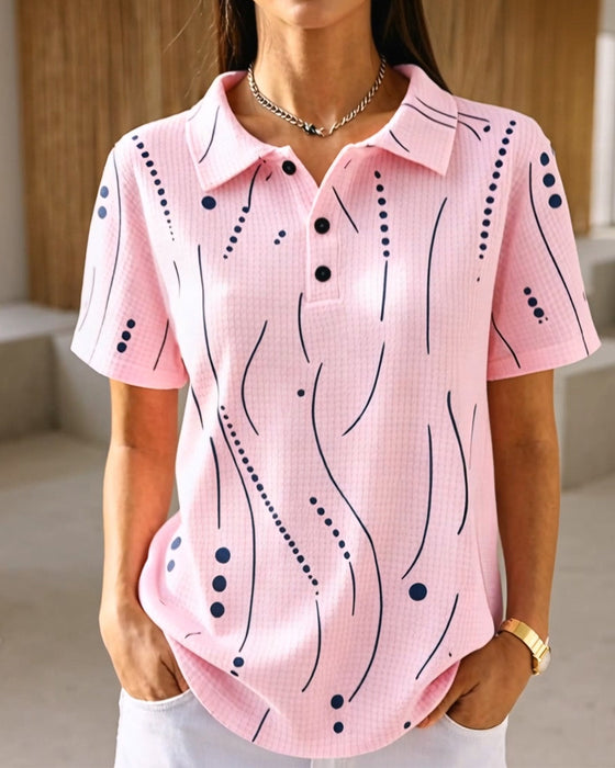Polo Collar Line Button Blouse