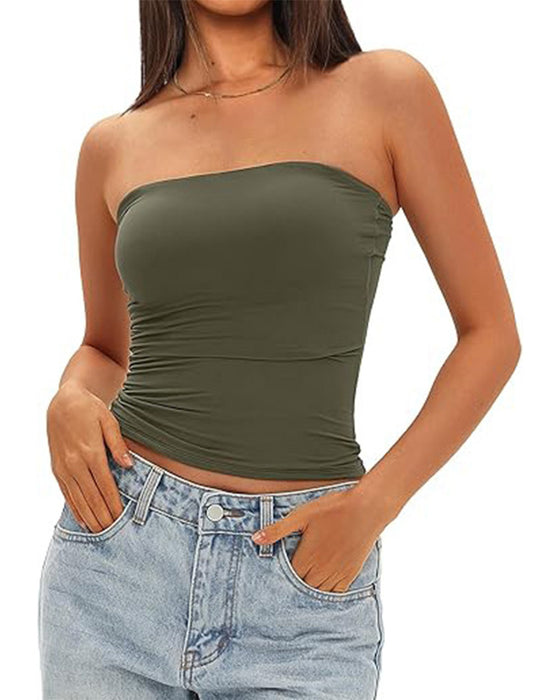 Strapless Cropped Fitted Tank Top