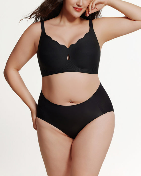 Women Water Drop Hollow Scalloped Flowers Bra