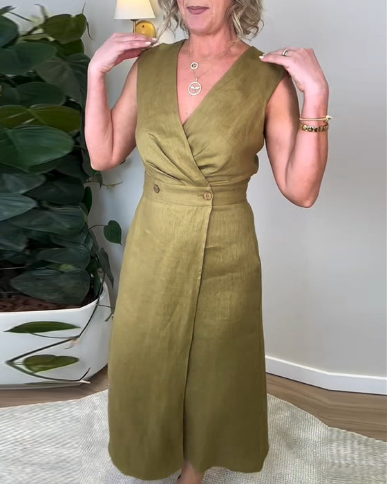 Casual Sleeveless V-Neck Dress