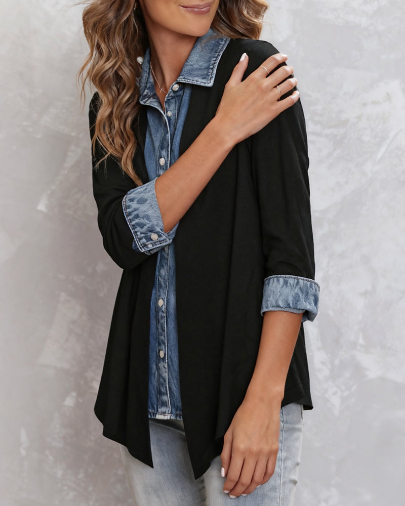 Stylish Denim Patchwork Shirt