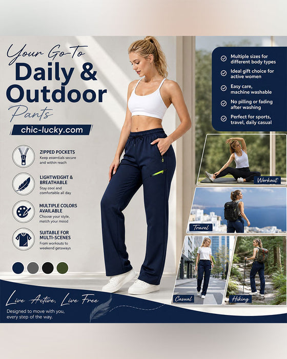 Zip Pocket Straight-Leg Pants