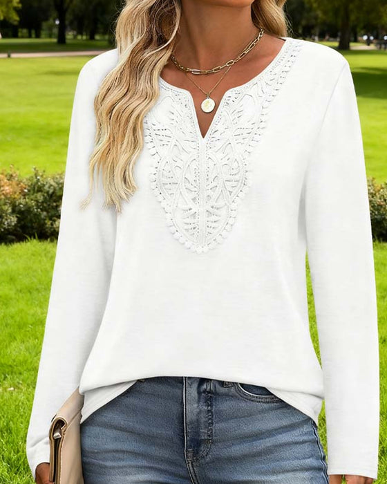 Elegant V-Neck Top With Long Sleeves For Women
