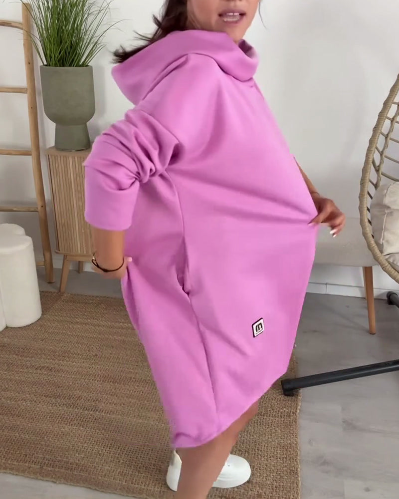 Pile Collar Loose Sweatshirt Dress