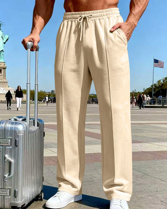 Men's Elastic Waist Drawstring Straight Leg Pants