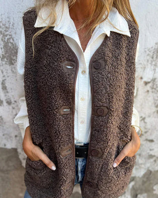 Women's Fall Button Down Short Warm Vest