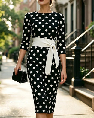 Lace Up Polka Dot Dress