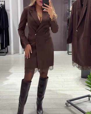 V-Neck Spliced Work Dress