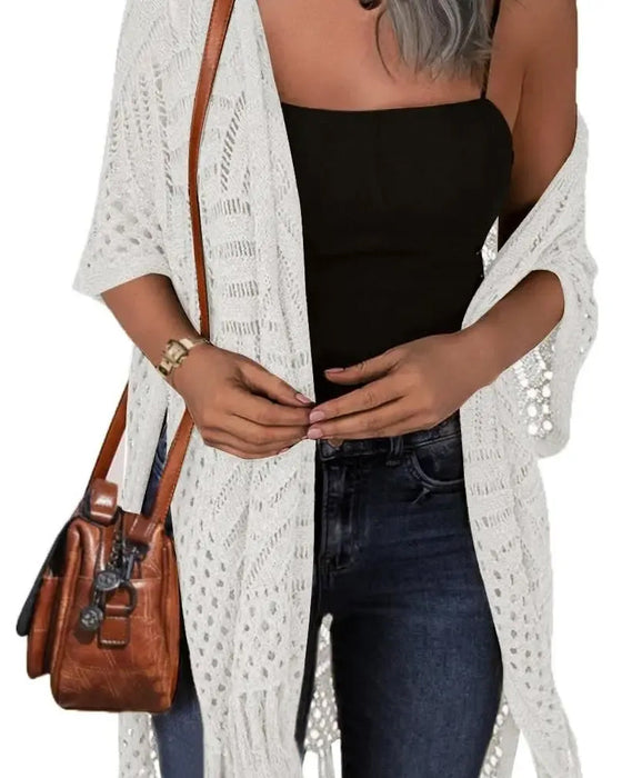 Cut-Out Fringe Knit Cardigans