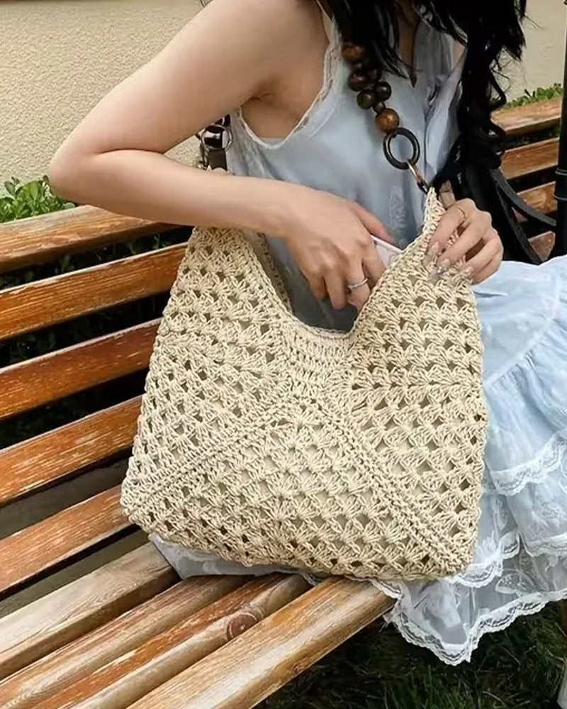 One Shoulder Straw Bag