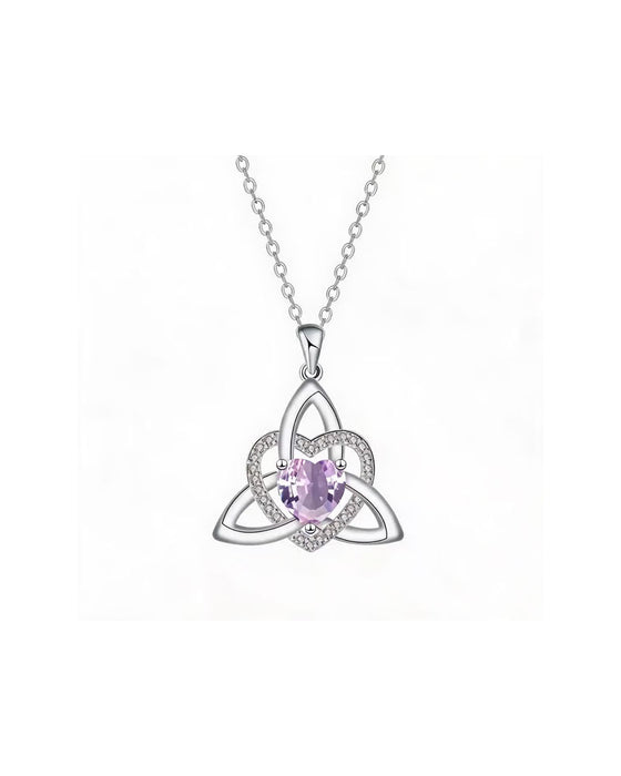 Birthstone Celtic Trinity Knot Heart Necklace✨ Heart Shape Celtic Trinity Knot Birthstone Pendant