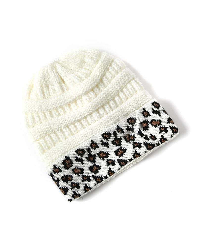 Women Winter Beanie Hat Leopard Warm Earflap Cap
