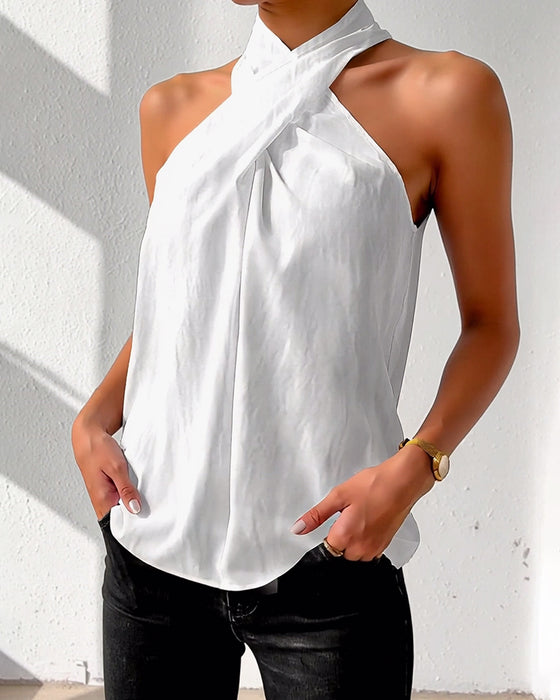 Fashion Halter Solid Color Tank Top