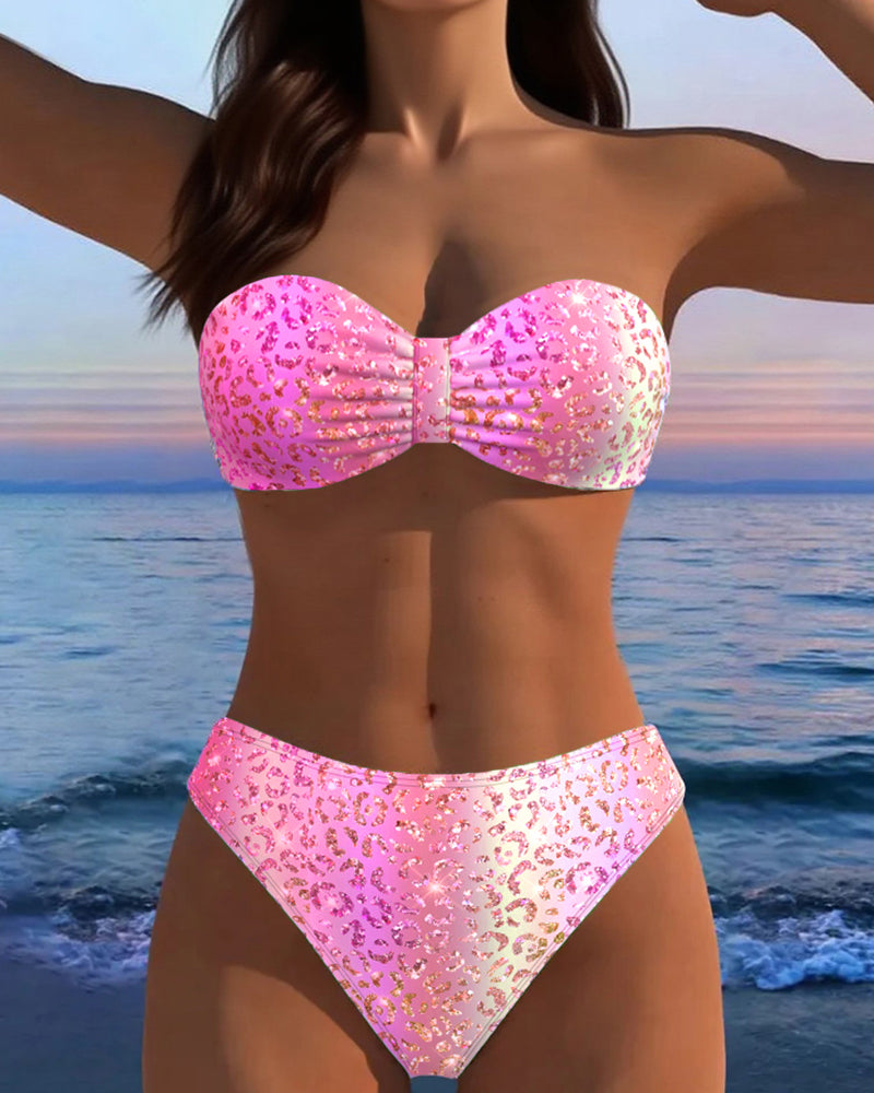 Leopard Print Bandeau Bikini