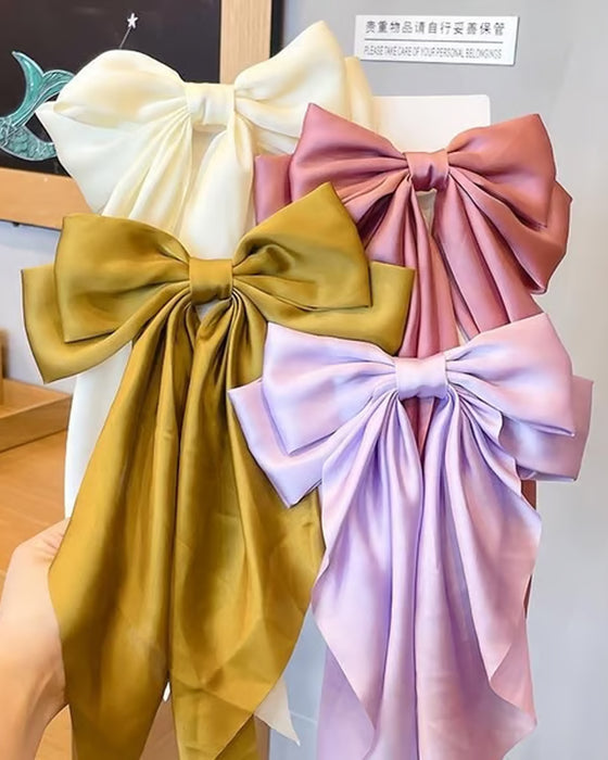 🔥Large Bow Hair Clip for Women – Wedding & Everyday Ponytail Accessory with Long Tail