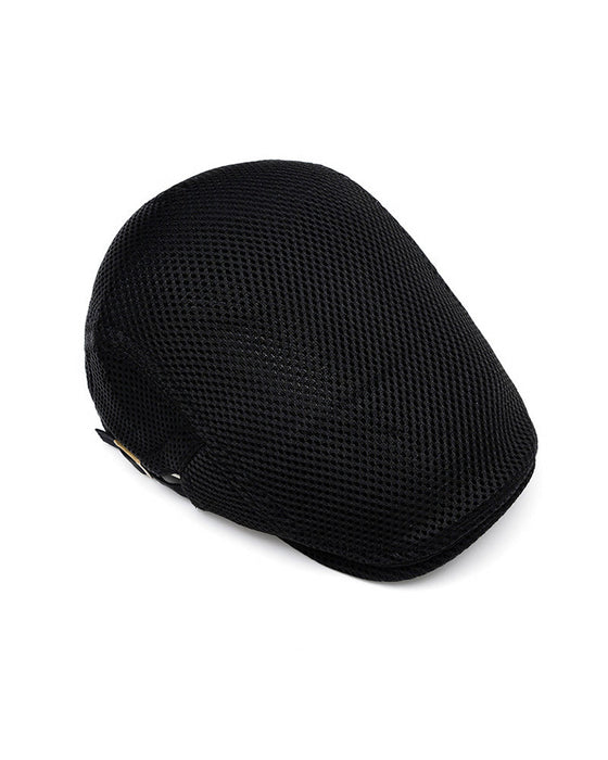 Men's Breathable Mesh Flat Cap - Adjustable Newsboy Ivy Beret Summer Hat