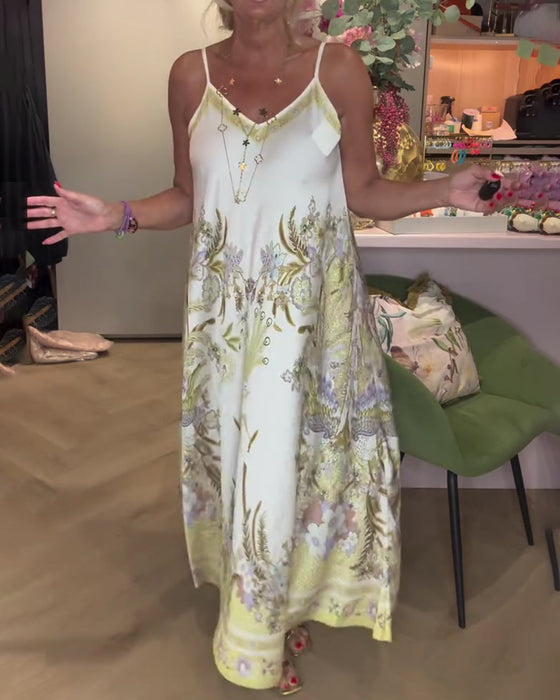 Camisole V-Neck Placement Print Dress