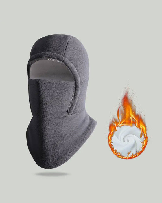 Winter 2 In 1 Hat And Face Mask Windproof Thick Fleece Lining For Outdoor Sports Black