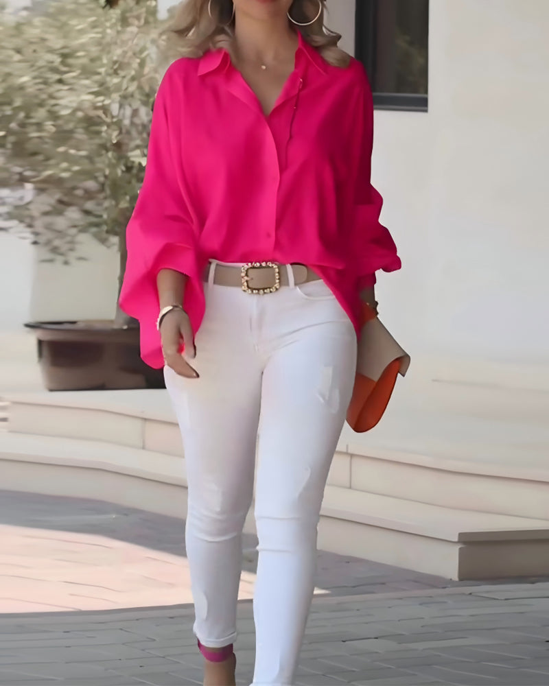 Puff Sleeve Elegant Collared Shirt