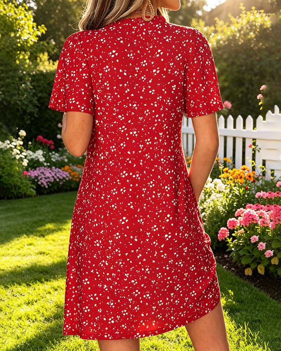Ruffled-Trim A-Line Dress