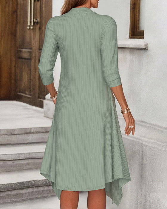 Irregular Fake Two-Piece Printed Dress