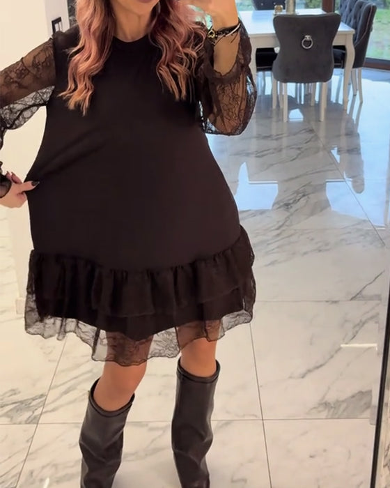 Elegant Lace Solid Color Dress