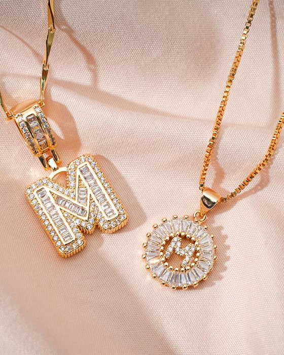 Initial Letter Pendant Necklaces -2 Pack