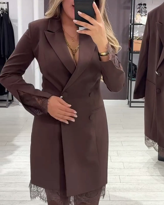 V-Neck Spliced Work Dress