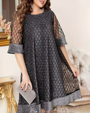 Loose-Fitting Short-Sleeved Plus-Size Dress