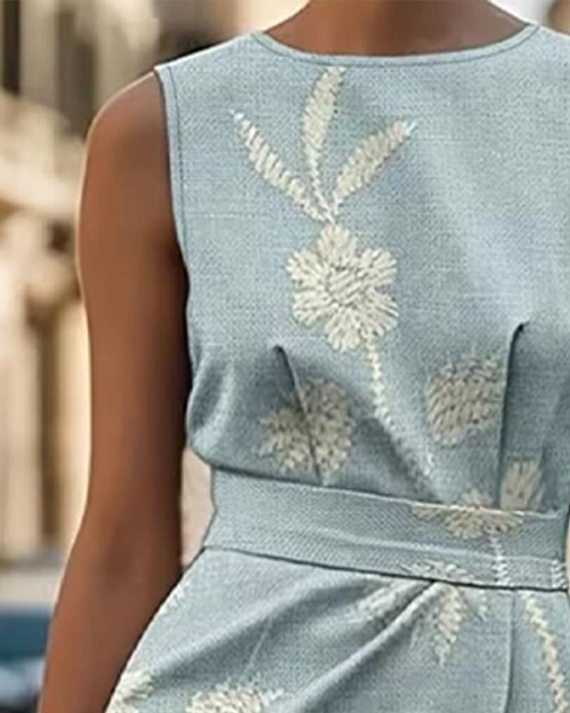 Waist-Cinching Sleeveless Dress