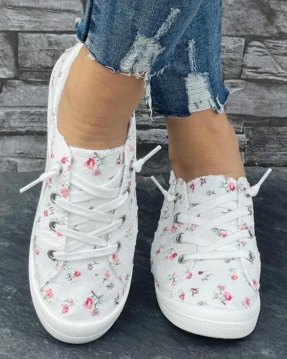Floral Print Fashion Casual Cloth Shoes