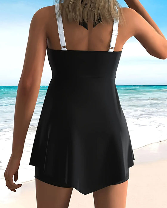 Vacation Color Block Bowknot Tankini