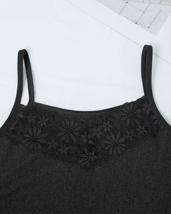 Lace Back Spaghetti Strap Tank Top