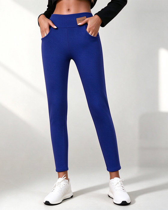 Fleece-Lined Solid Pocket Leggings