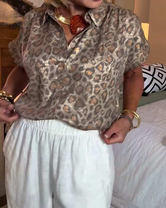 Casual Leopard Print Blouse