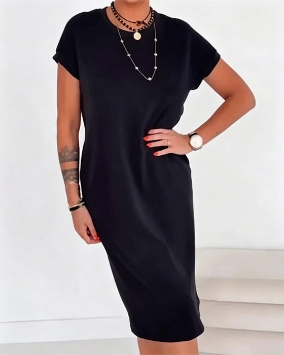 Crew Neck Short Sleeve T-Shirt Dress