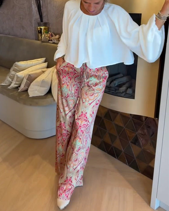 French Puff Sleeve Cropped Blouse