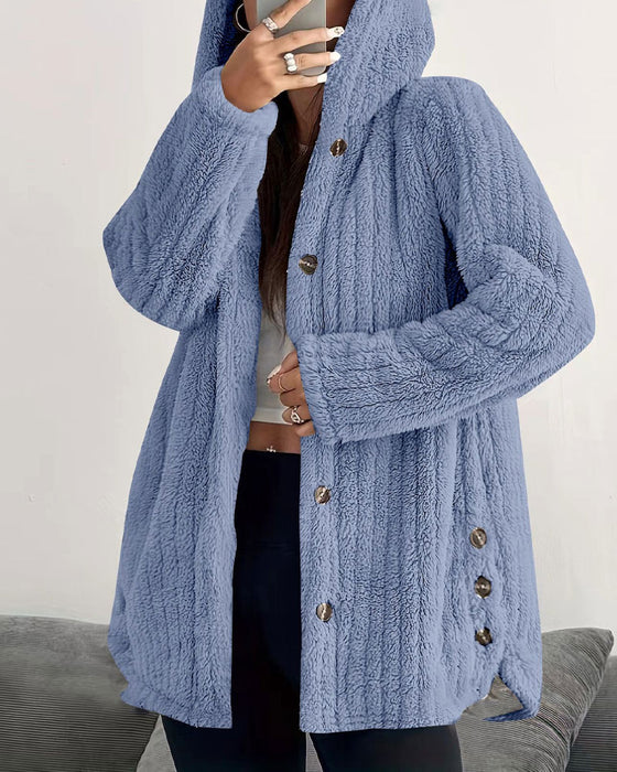 Solid Color Long Sleeve Coat