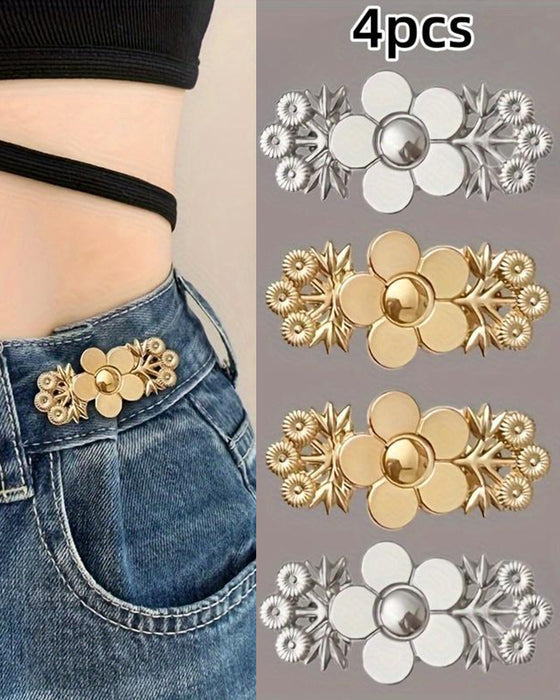 4-Piece Floral Patterned Denim Belt Tightener