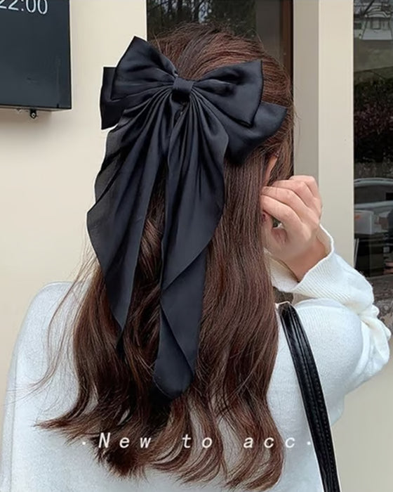 🔥Large Bow Hair Clip for Women – Wedding & Everyday Ponytail Accessory with Long Tail