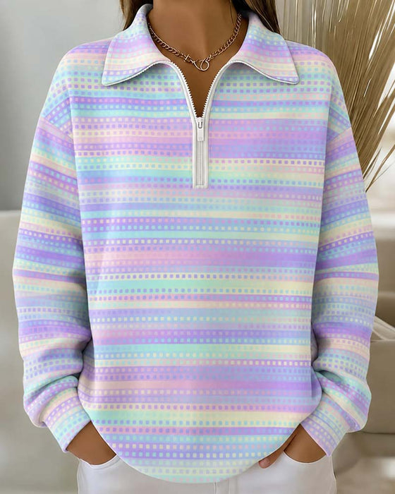 Lapel Long Sleeve Sweatshirt