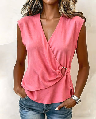 Crisscross Metal Buckle Sleeveless Tank Top