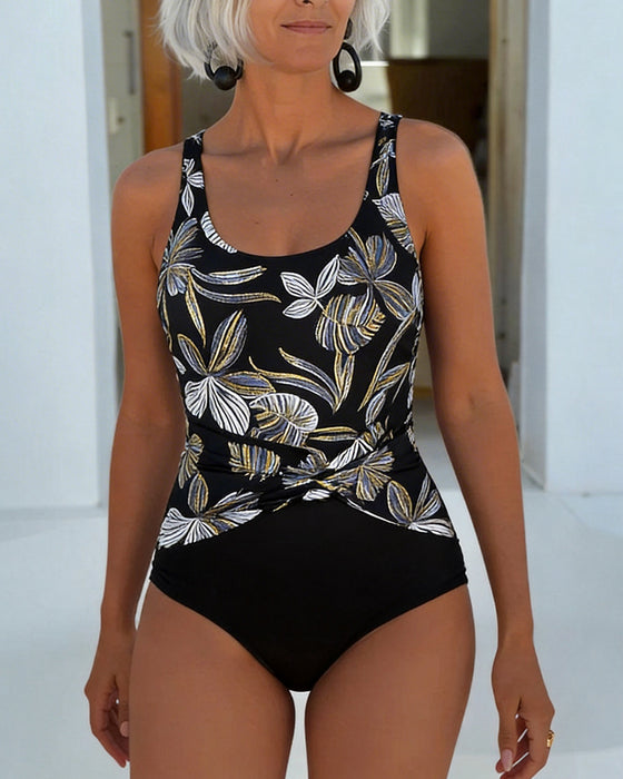 Resort-Style Printed Onesie Swimsuit